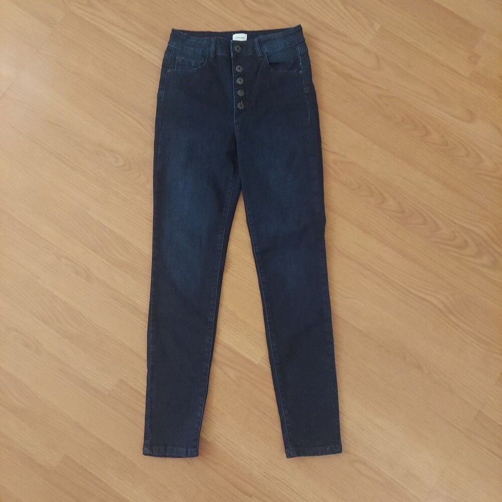 Sneakpeek Dark Wash High Rise Button Fly Skinny Stretch Jeans Juniors 1 (25 W)